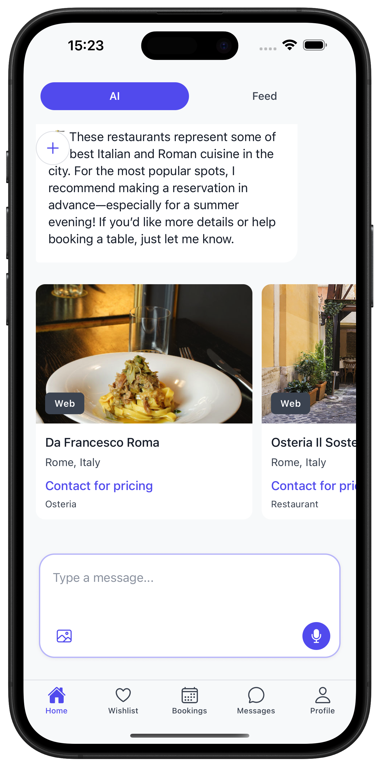 StayKeasy AI Recommendations - Restaurant cards with detailed information